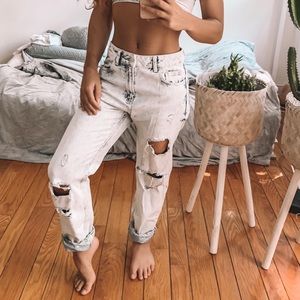 ZARA destroyed acid wash boyfriend jeans 24